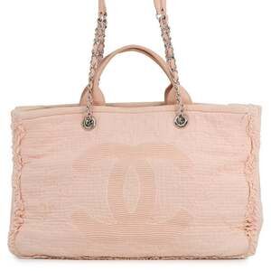 CHANEL Pink Canvas Logo Tote Bag